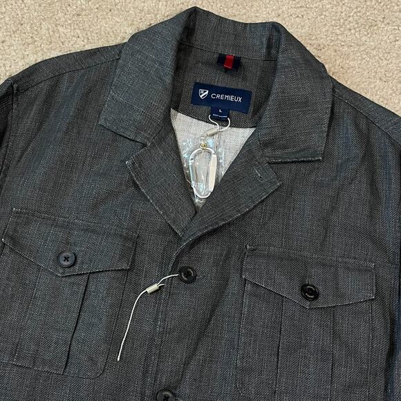 NWOT Cremieux Mens Linen Brown Safari Sport Jacket Size Large - Picture 2 of 7